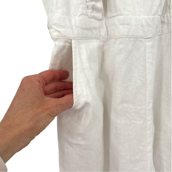 Rue Stiic Costello Overall Jumpsuit Ruffle Open Back White Linen Size Small - Picture 7 of 15